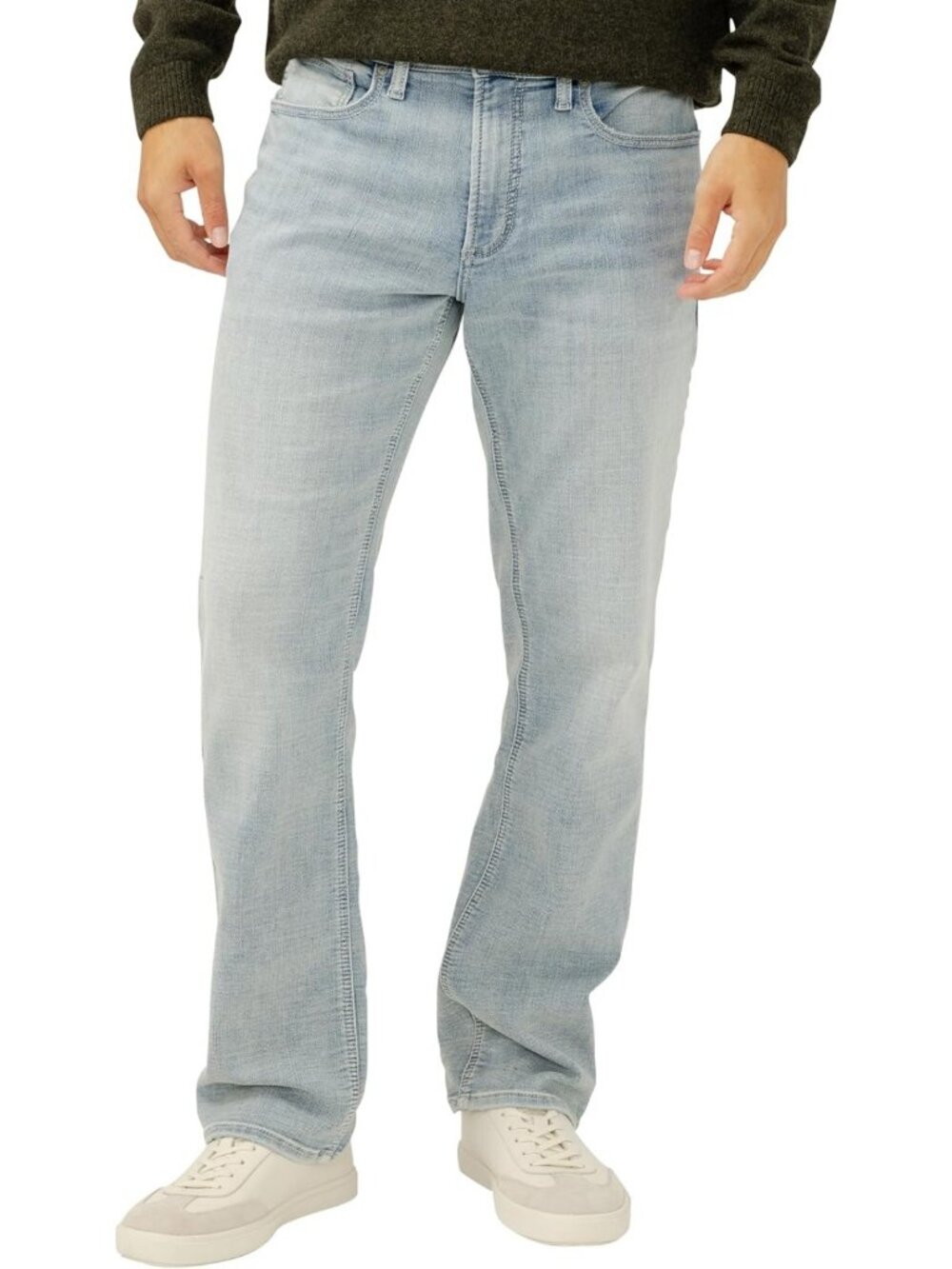 Classic Fit Straight Leg Jeans for Men - Silver Wash, Versatile & Stylish